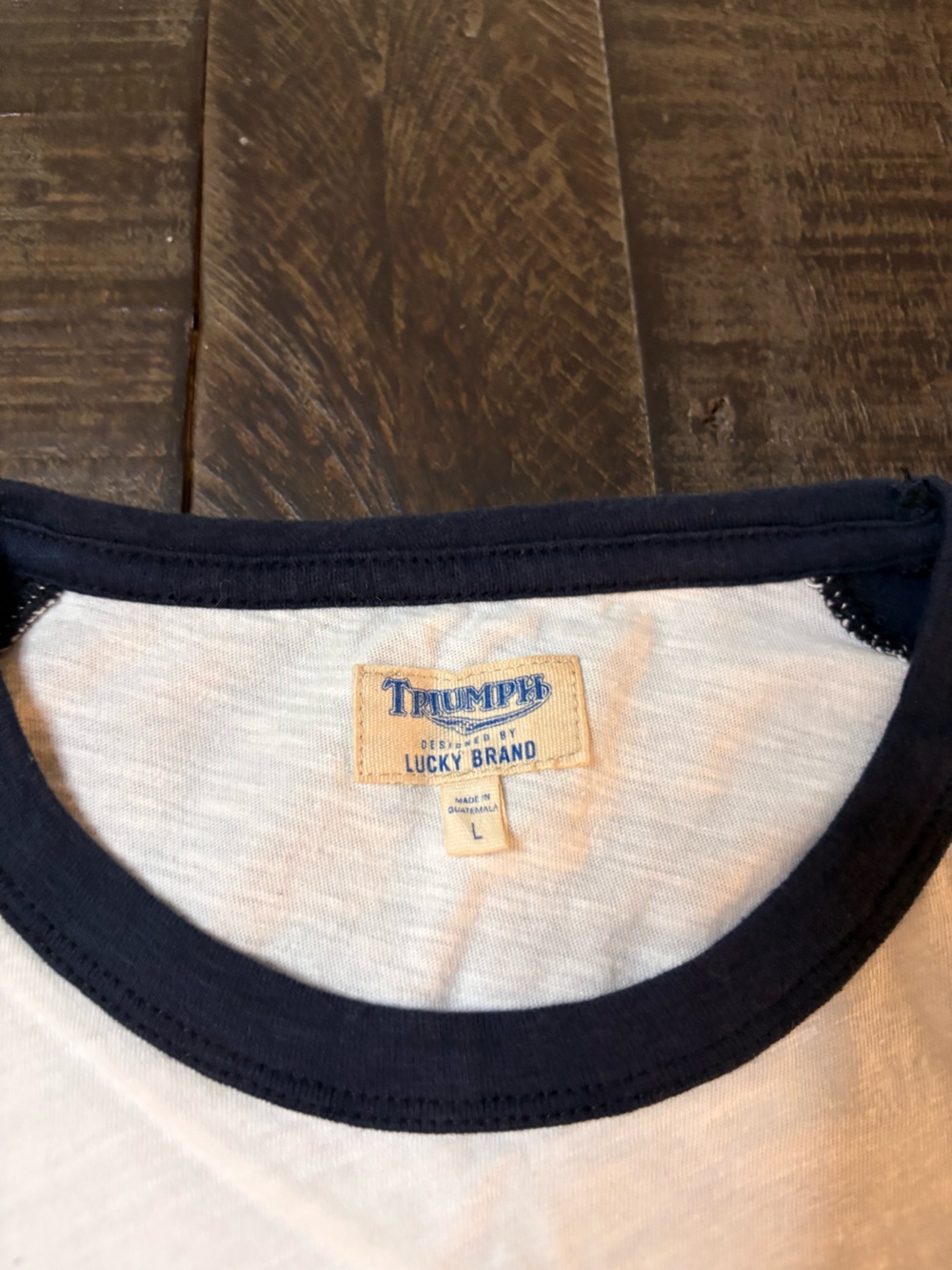 Lucky Brand Raglan Tee - White & Navy - Picture 2 of 6